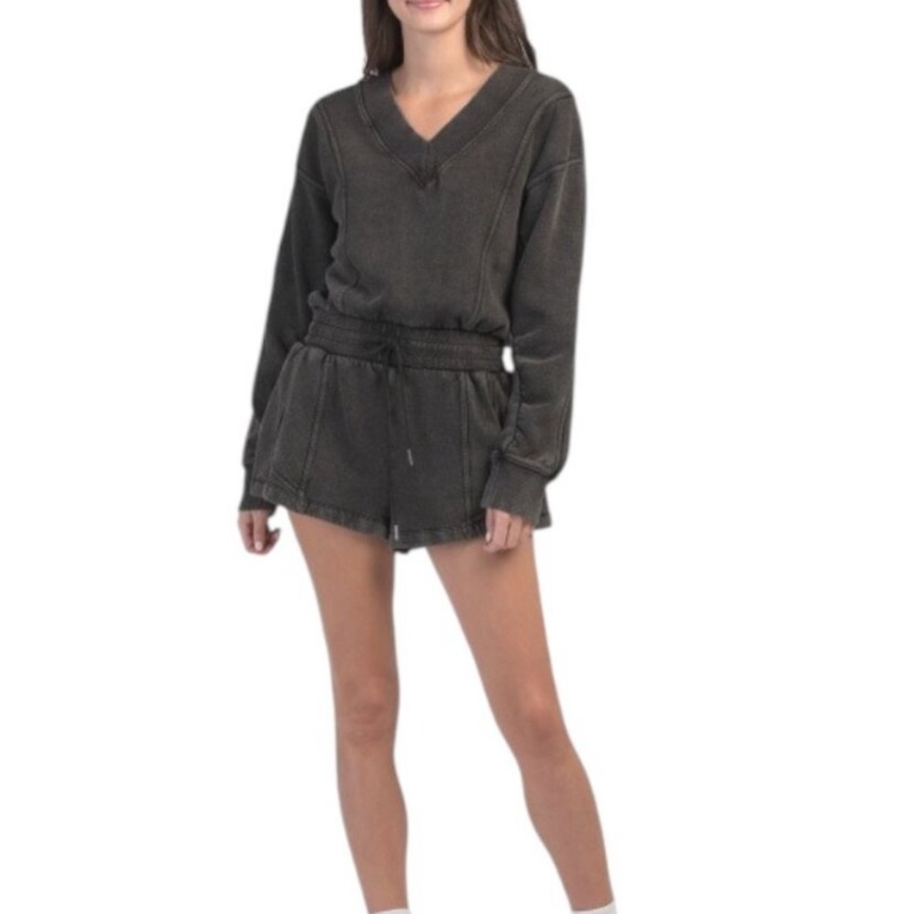 FREE PEOPLE MOVEMENT Intercept Romper Size L Black Charcoal